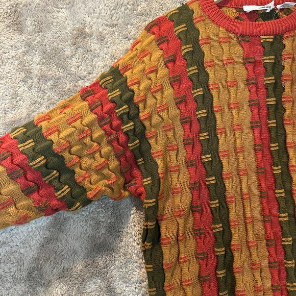 Vintage Weathervane 3D Knit Stripe Sweater L Large Men's Cosby Coogi Style - Picture 5 of 7